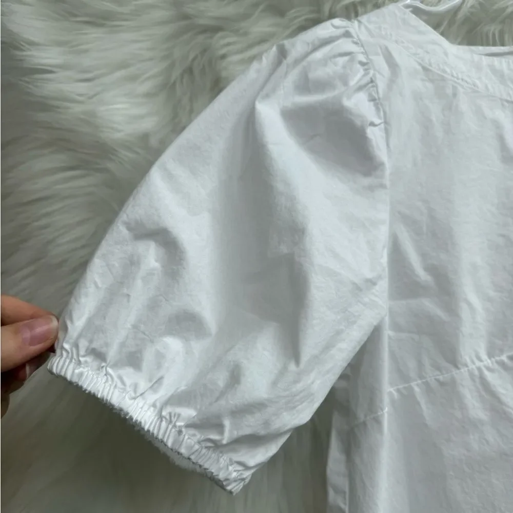 J Crew Puff Sleeve Top White 100% Cotton